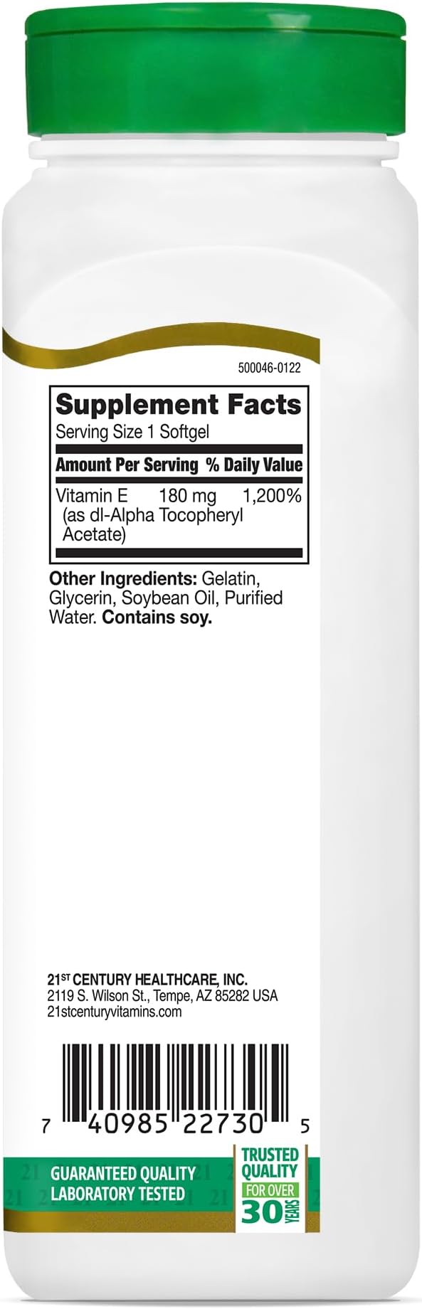 21st Century E 400 I.U. (Dl-Alpha) Softgels, 250-Count