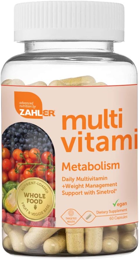 Zahler Multivitamin Metabolism, Daily Multivitamin +Weight Management Support, Multivitamin for Women and Men with Iron, Certified Kosher, 60 Capsules