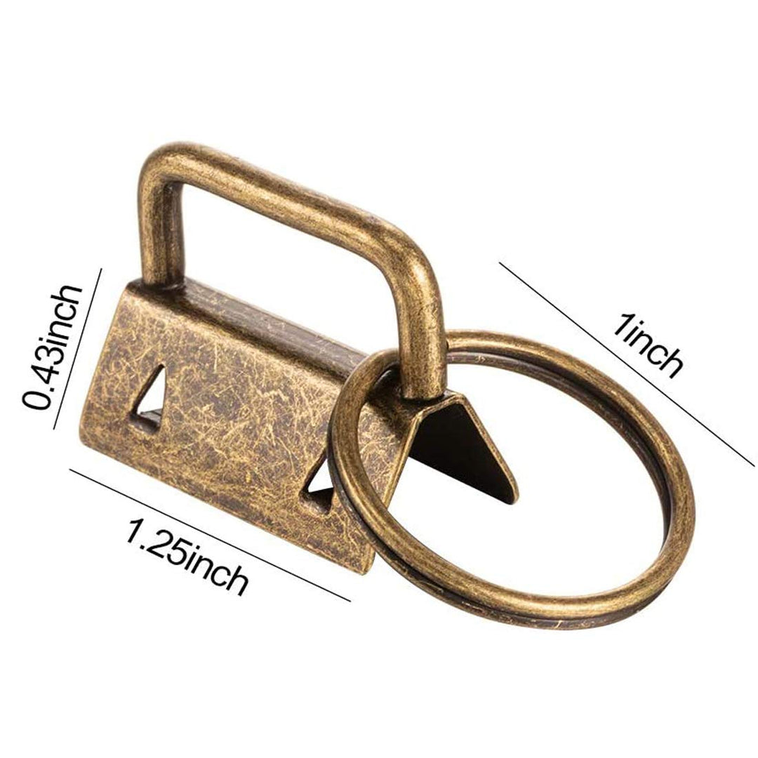 45Pcs 1 inch Bronze Key Fob Hardware Kits 1” Metal Gunmetal Keyfobs Hardware Bulk for Keychains Fob Wristlet Hardware with Key Ring for Lanyard