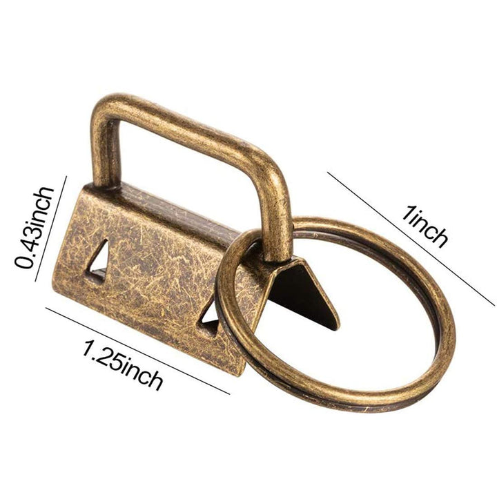 45Pcs 1 inch Bronze Key Fob Hardware Kits 1” Metal Gunmetal Keyfobs Hardware Bulk for Keychains Fob Wristlet Hardware with Key Ring for Lanyard