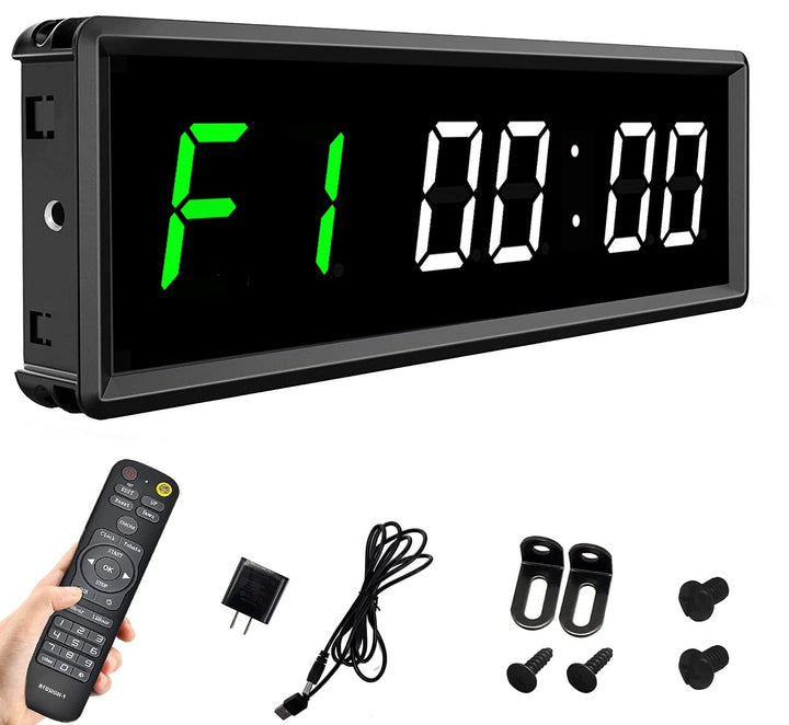 BTBSIGN LED Interval Workout Timer Count Down/Up Clock Stopwatch with Remote for Home Gym Fitness White