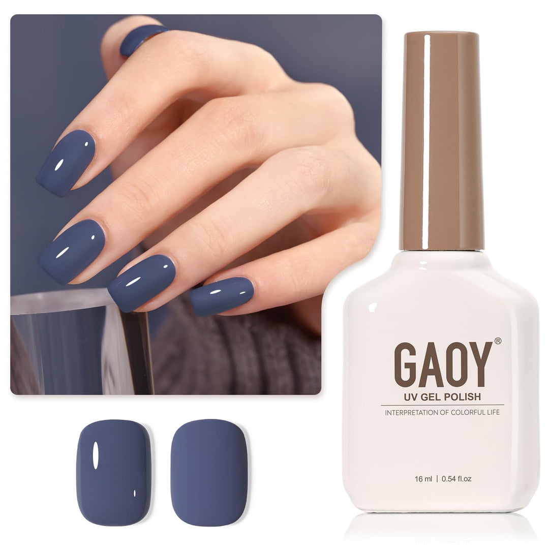 Gaoy Blue Gel Nail Polish, 16Ml Soak Off Gel Polish, Uv Light Cure For Nail Art Diy Manicure At Home, 2021 Misty Blue