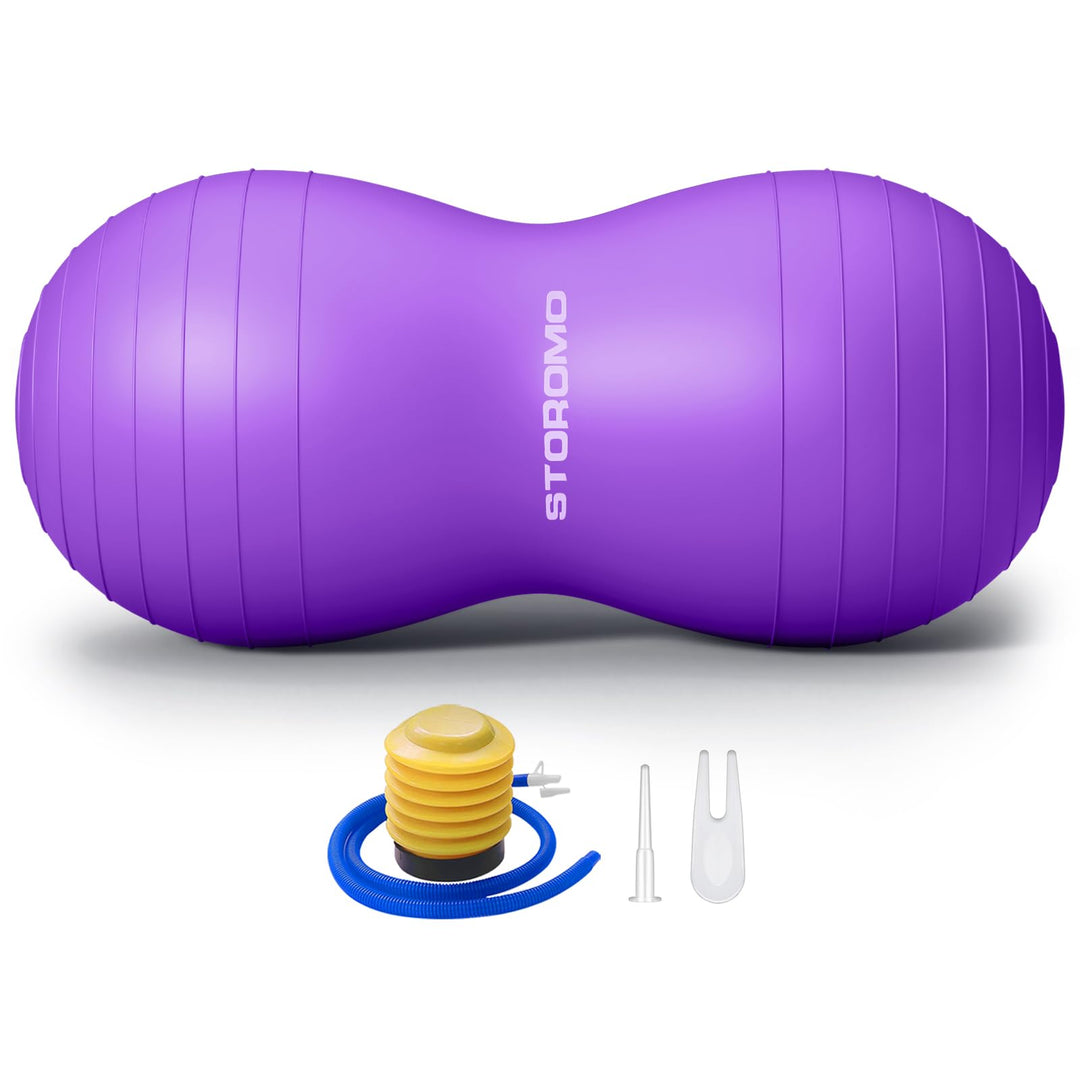 STOROMO Peanut Ball,Peanut Exercise Ball,Yoga Ball,Pregnancy Ball,Peanut Stability Ball,for Kids Therapy,Labor Birthing,Core Strength Training(Include Pump) (39x20 inch (100x50cm)，Purple)