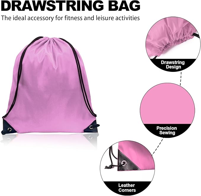 GoodtoU Drawstring Backpacks, Drawstring Bags Nylon Backpack Draw String Back Bag Bulk Cinch Sack Drawstring Gym Bag Drawstring Backpack for Sport, Traveling, Team (Pink, 80Pcs)