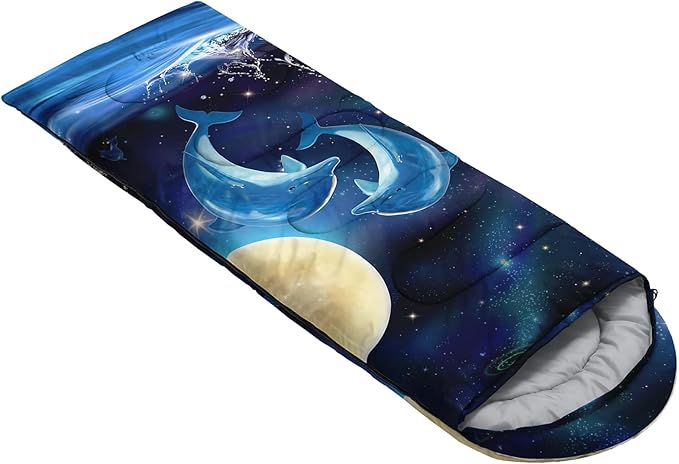 AILONEN Cartoon Fox Camping Sleeping Bag for Boys Girls Adults,Lightweight & Waterproof,3 Season Warm & Cold Weather,Portable,Kawaii Fox Printed Sleeping Bag,Traveling,Camping,Hiking