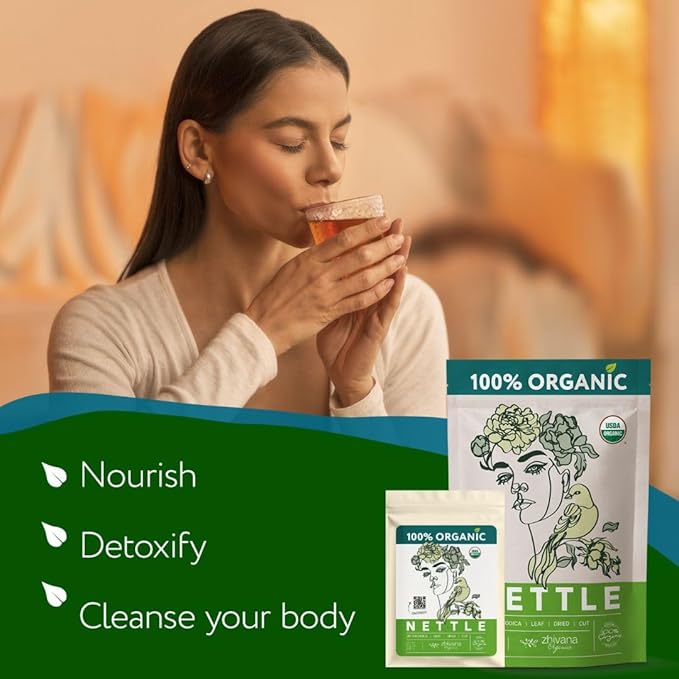 Organic Nettle Tea Loose Leaf (3.5oz) - Stinging Nettles Herb (Urtica Dioica) - Te de Ortiga – Detox, Allergy Relief, Fluid Balance – Supports Kidneys, Joints & Skin