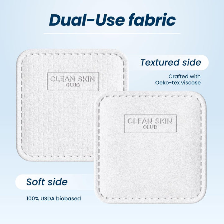 Clean Skin Club Clean² Pads 2.0 [NEW & IMPROVED EDGES] Guaranteed Not to Shed & Tear Face Pads, Unique Triple Layers, Textured & Ultra Soft Side, Organic Disposable Cotton, Pair with Makeup Remover