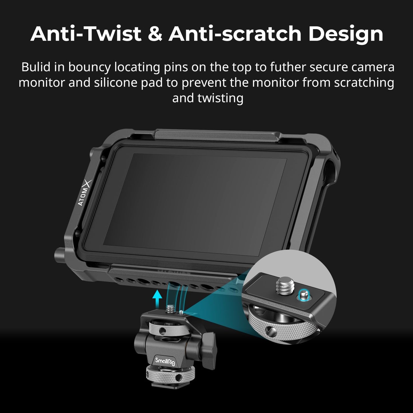 (New Version) SMALLRIG Camera Monitor Mount with Cold Shoe Adapter, 360° Swivel and 180° Tilt Adjustable Monitor Holder with Thumbscrew, Anti-twist Design, Max Payload 2.3kg - 2905B