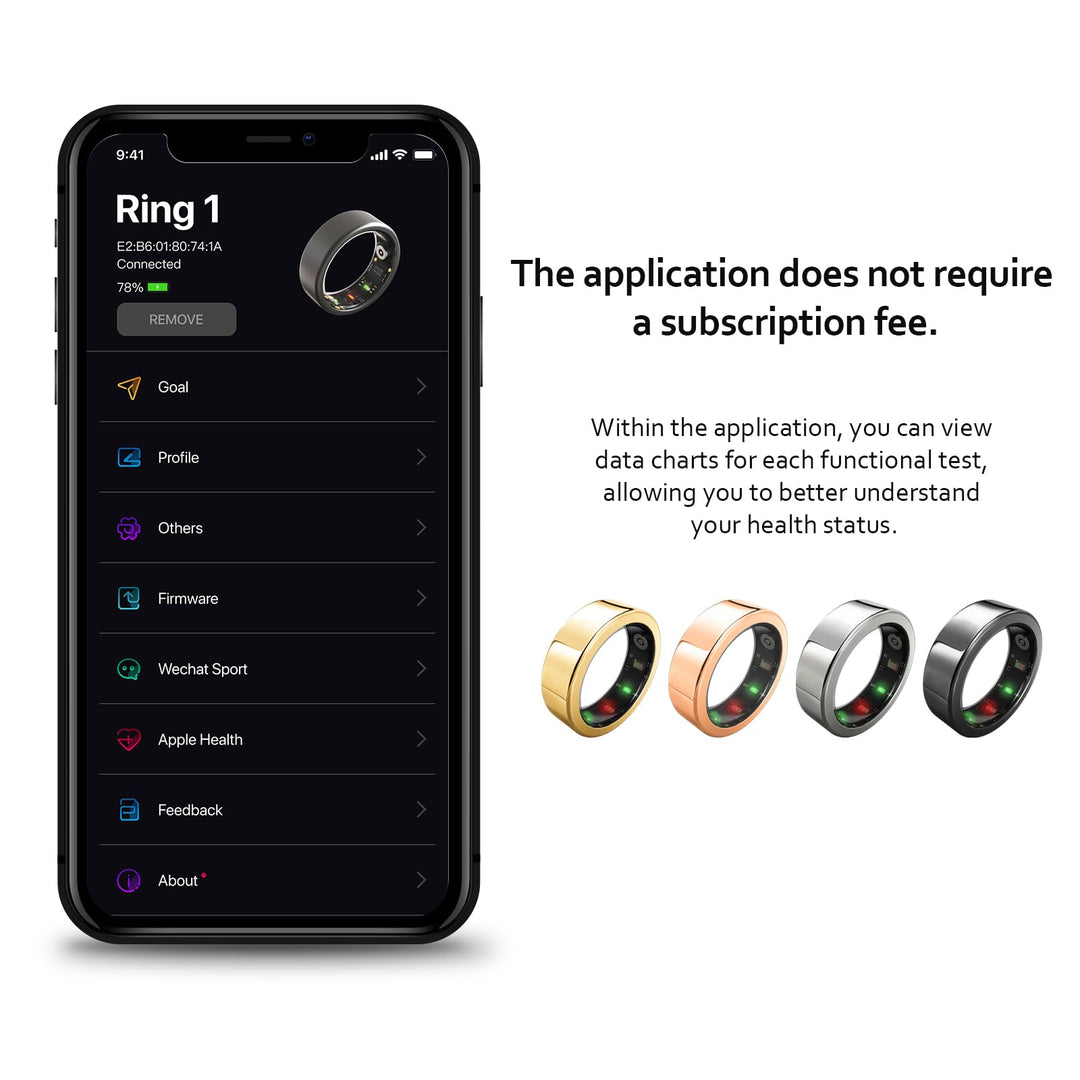 AMOVAN Smart Ring Health Tracker, Fitness Sleep Heart Rate Blood Oxygen Tracker Smart Ring, Water Resistant Bluetooth Fitness Tracker Rings