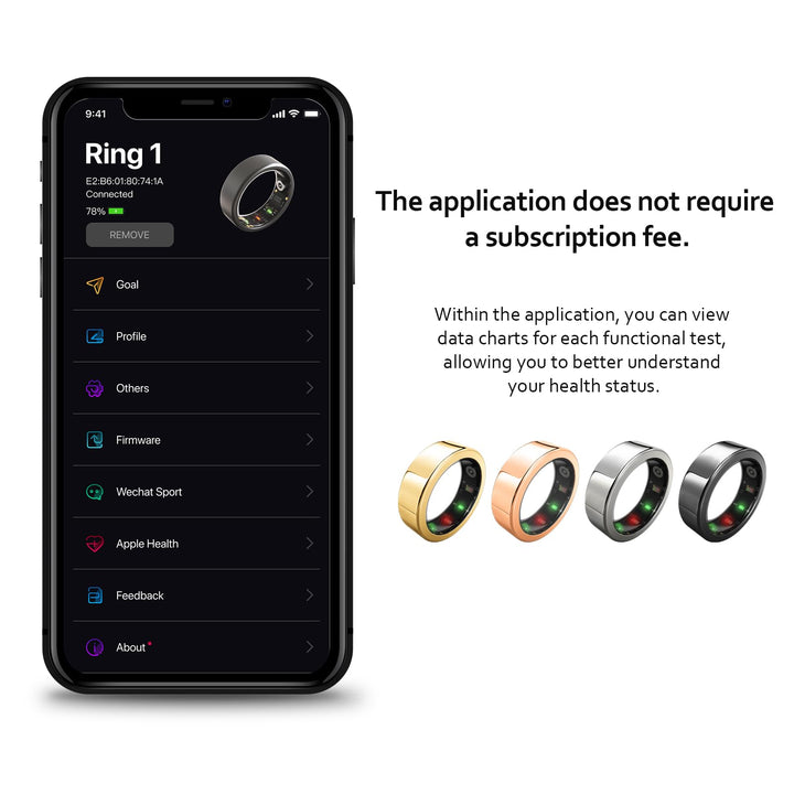 AMOVAN Smart Ring Health Tracker, Fitness Sleep Heart Rate Blood Oxygen Tracker Smart Ring, Water Resistant Bluetooth Fitness Tracker Rings