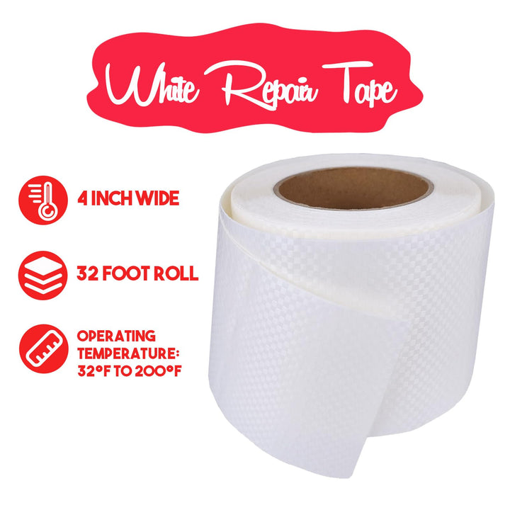 Autrends Tent Repair Tape, 4'' x 32FT Repair Tape for Tarp, RV Awning, Underbelly, Canvas, Bimini Tops, Fabric Repair for Tarp, Boat Cover Repair Tape, Tear Repair Patch Kit, Waterproof
