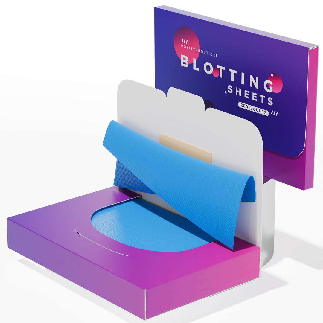 ROSELYNBOUTIQUE Oil Blotting Sheets for Face - 200 Organic Premium Flexible Silky Blotting Sheets Instant Oil-Absorbing Remove Excess Oil & Shine Oil Control Films