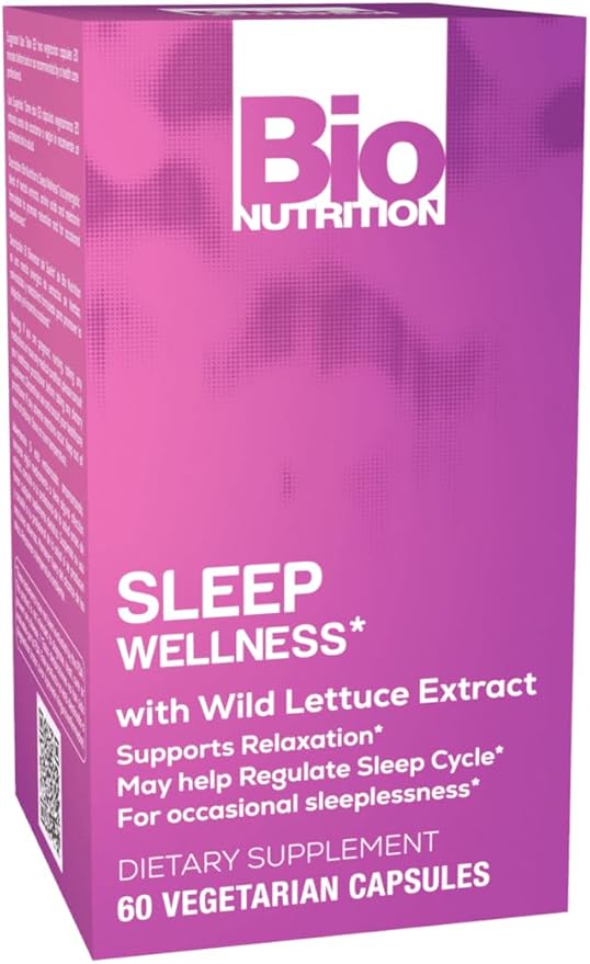 Bio Nutrition Sleep Wellness 60 Vegetarian Capsules | Wild Lettuce Extract | Supports Relaxation | Promotes a Better Sleep Cycle | May Assist with Stress Relief