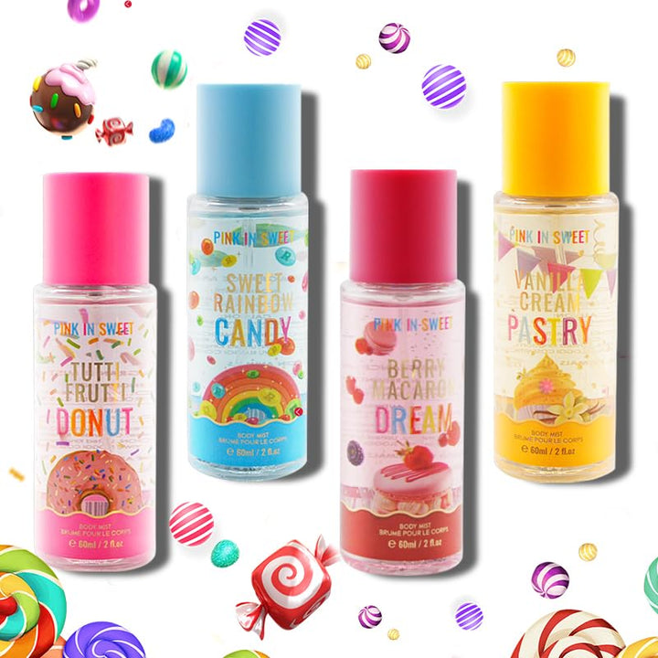 4pcs Body Spray for Women - Women'S Body And Hair Spray 60ml/2.1Fl.Oz Each Piece - Sweet Fragrance Spray Gift Sets, Long-Lasting Fresh Scent