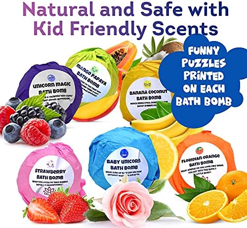 Unicorn Bath Bombs for Girls with Surprise Toys Inside for Kids | Cute Unicorn Ring, Keychain, Necklace, Toys and Bonus Unicorn Purse - Christmas Gift Set Bath Balls with Unicorn Toys Inside