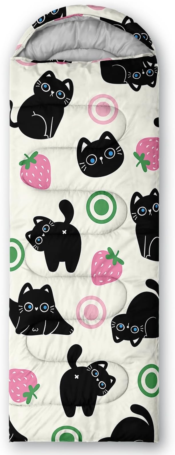 AILONEN Cartoon Fox Camping Sleeping Bag for Boys Girls Adults,Lightweight & Waterproof,3 Season Warm & Cold Weather,Portable,Kawaii Fox Printed Sleeping Bag,Traveling,Camping,Hiking