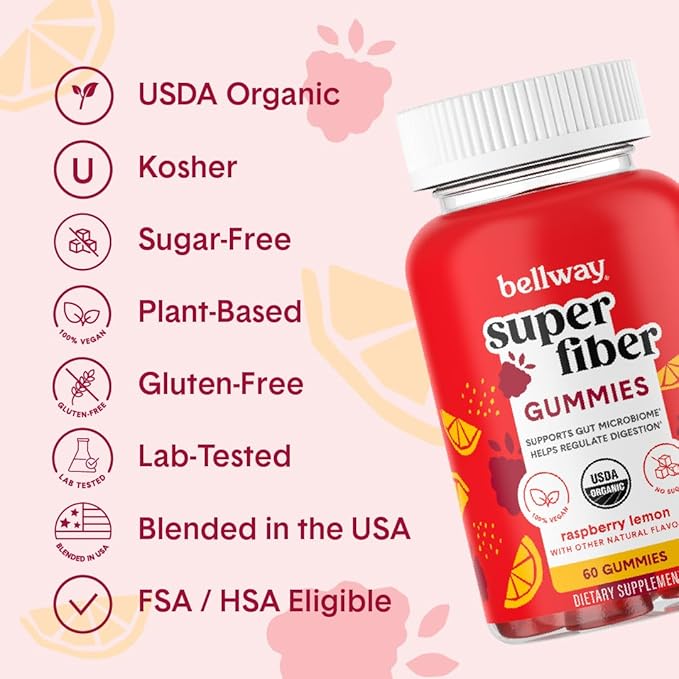 Bellway Super Fiber Powder + Fruit, Raspberry Lemon Super Fiber Gummies