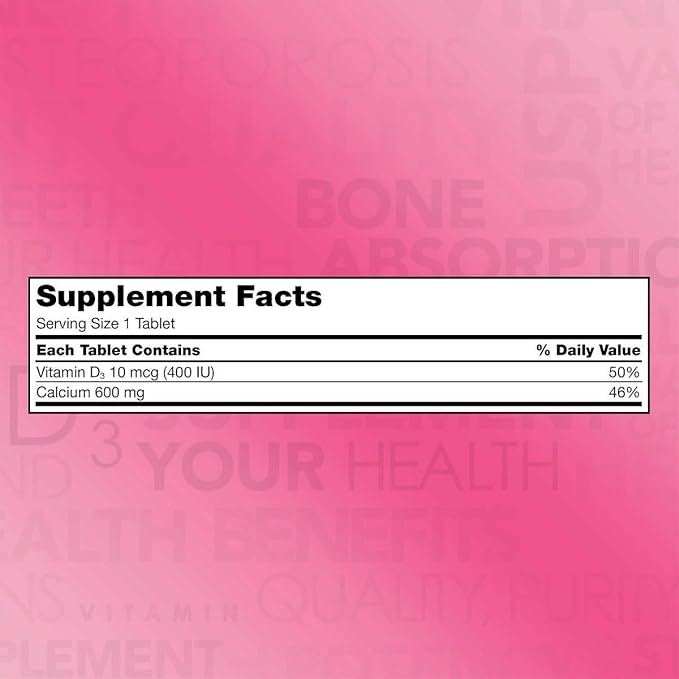 Kirkland Signature Calcium 600 mg. with Vitamin D3, 500 Tablets (2 Pack)