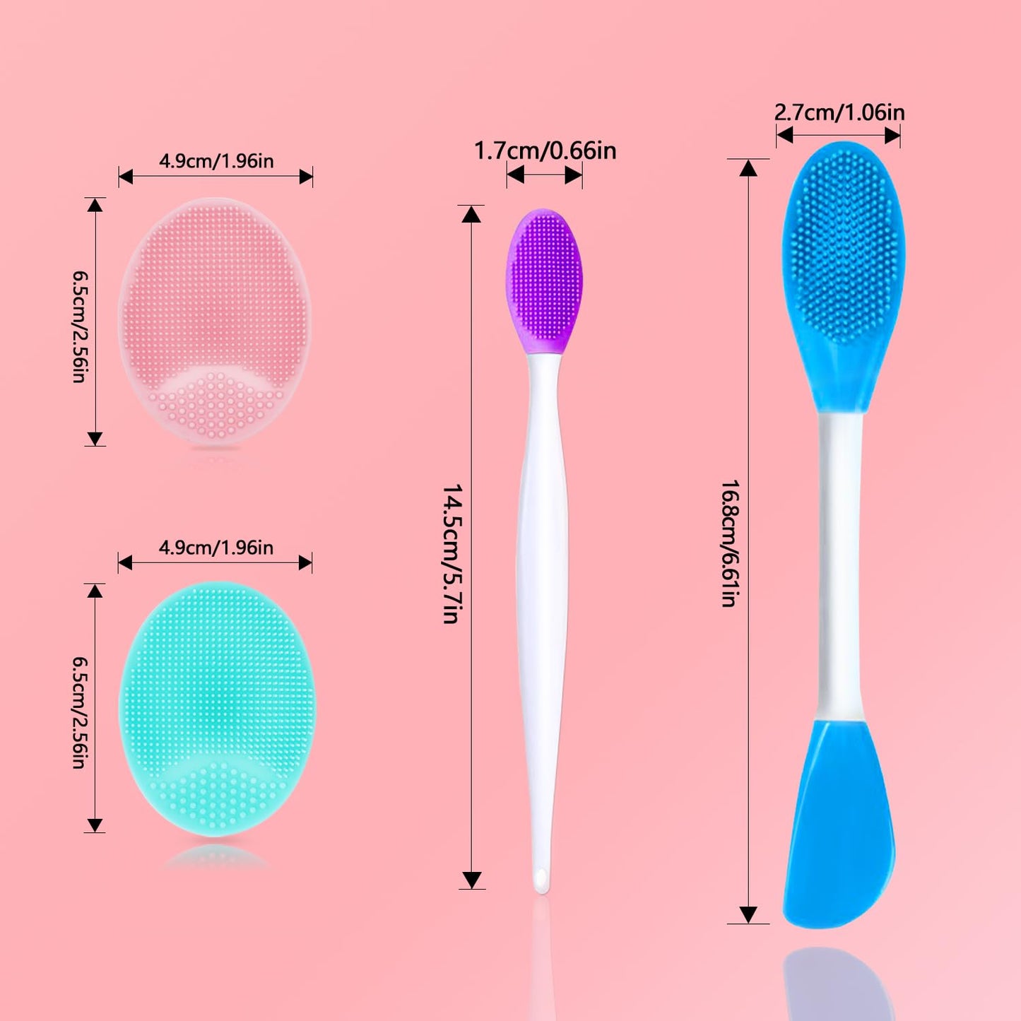 10PCS Silicone Face Scrubber, 4pcs Lip Scrub Brush, 4pcs Silicone Cleansing Brush Exfoliating Lip Brushes, 2pcs Exfoliating Face Brushes for Men Women