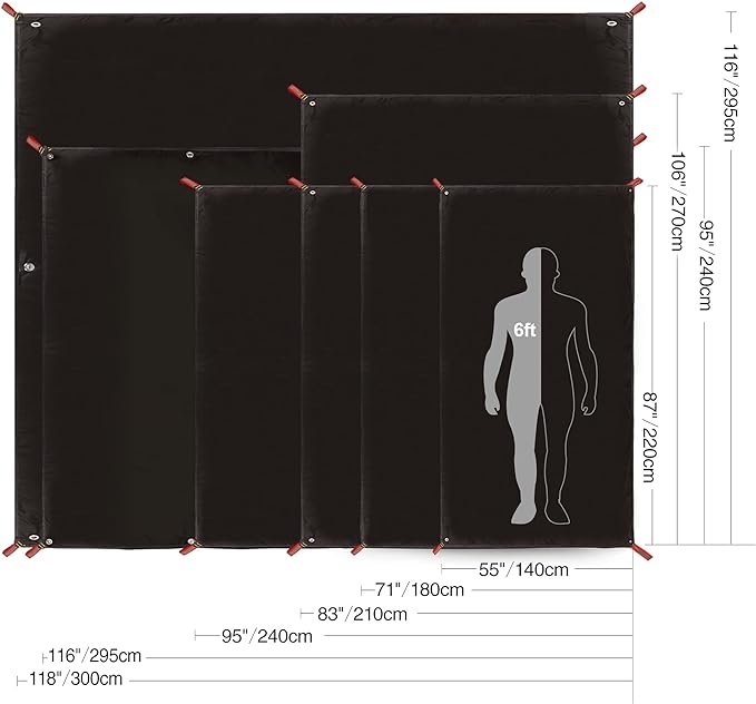 REDCAMP Ultralight Tent Footprint - 95" x116'', 4 in 1 Multifunctional Waterproof Camping Tent Tarp for Camping, Hiking and Survival Gear, Lightweight and Compact