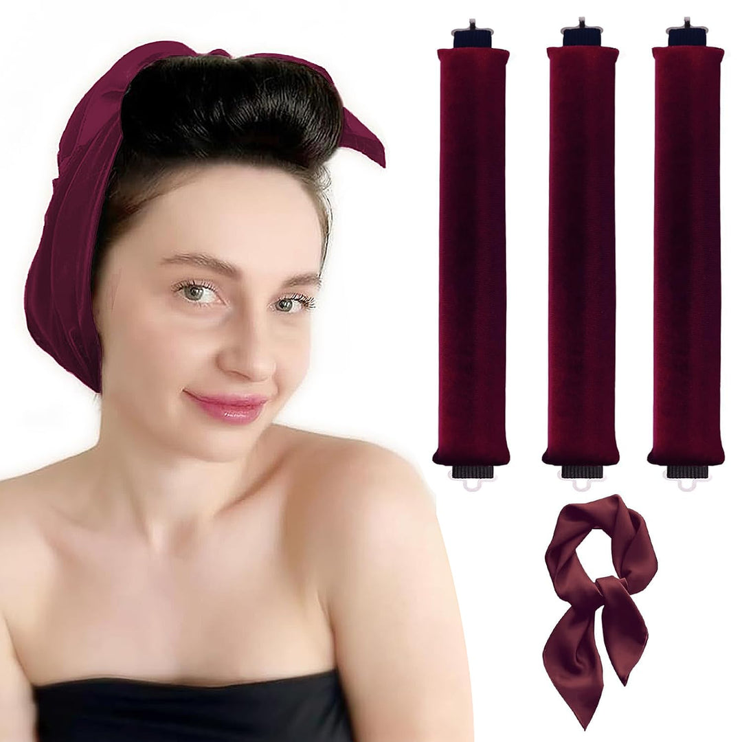 Flylipu Heatless Curling Rod Headband, Overnight Heatless Curls with Scarf No Heat Hair Curler Hair Curlers to Sleep in Hair Rollers, 3 Set Rod