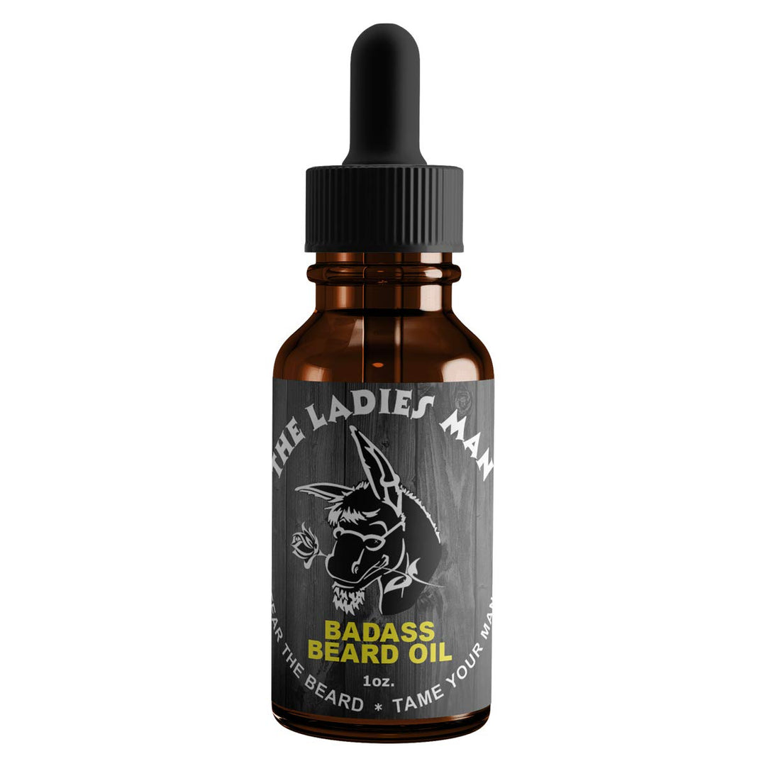 Badass Beard Care Oil For Men - The Ladies Man Scent, 1 Oz - All Natural Ingredients, Keeps Beard And Mustache Full, Soft And He