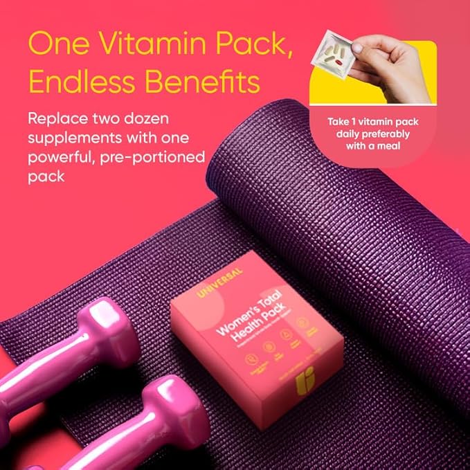 Women's Total Health Daily Vitamin Packs - All in One Multivitamin for Women, Essential Vitamins & Minerals for Energy, Stress, Digestion & Gut Health, Female Wellness Supplement, 30 Packets