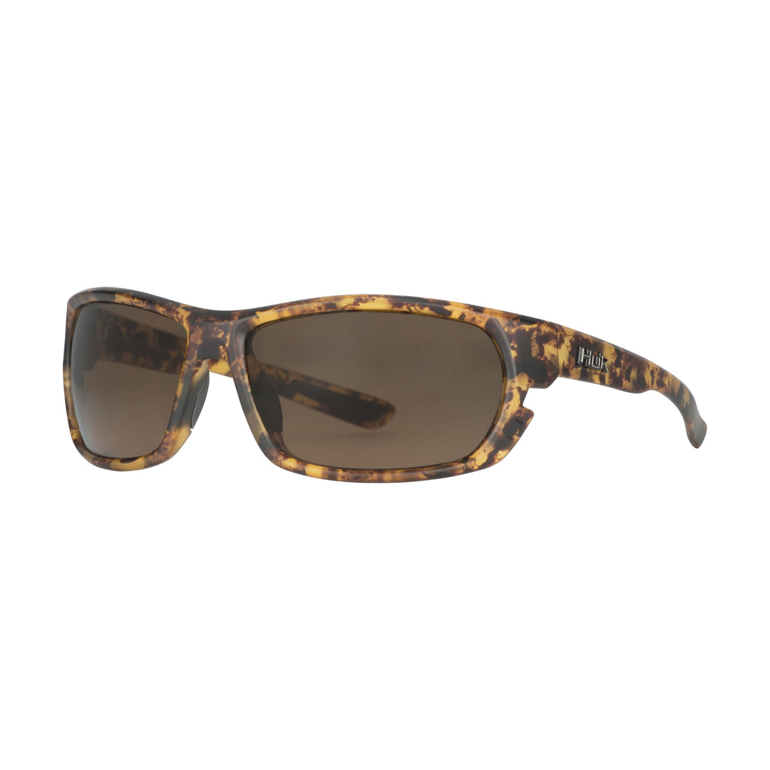 HUK, Polarized Lens Eyewear with Performance Frames, Fishing, Sports & Outdoors Sunglasses Panto, (Challenge) Brown/Tort, Medium