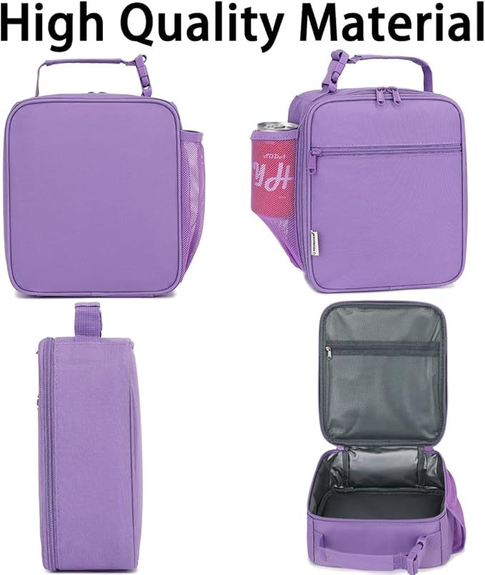 Lunch Box for Kids Boys Girls Men Women, Insulated Small Soft Cooler Lunch Bag Kit for School Work Picnic Travel - Reusable Portable lunchbox, Purple