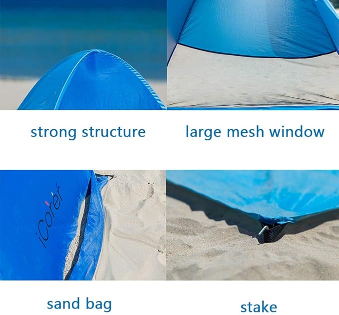 Automatic Pop Up Instant Portable Outdoors Quick Cabana Beach Tent Sun Shelter