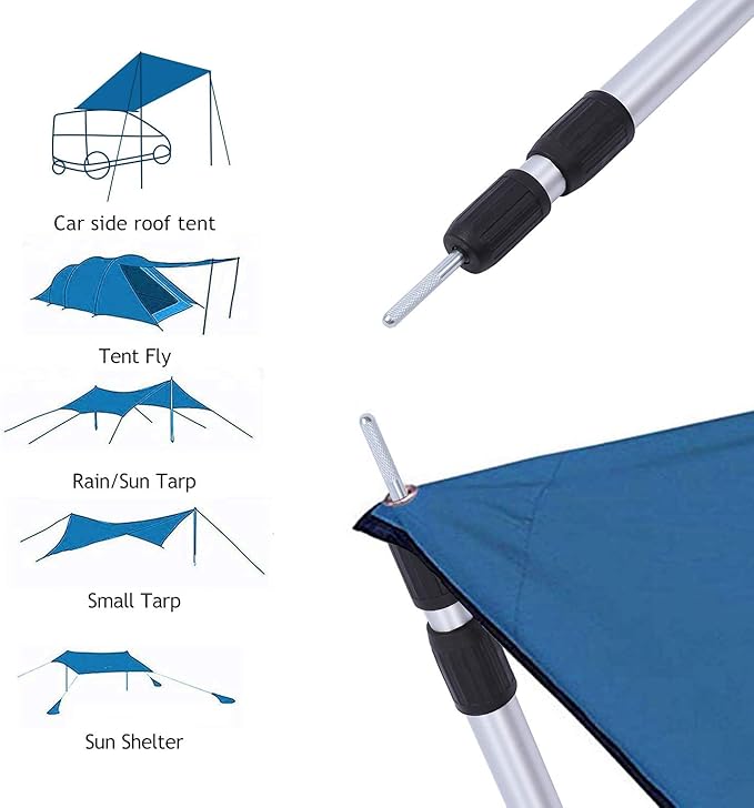 REDCAMP 33-98'' Aluminum Adjustable Camping Tarp Poles, Set of 2, 90" Telescoping Lightweight Tent Poles for Shelter, Hammock Rain Fly, Awning