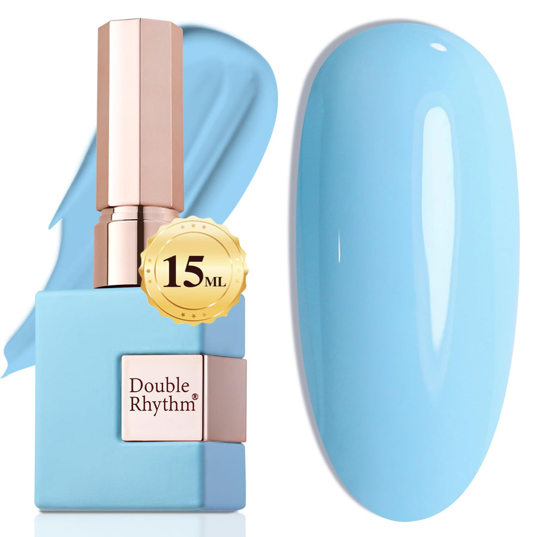 Double Rhythm 15ML Gel Nail Polish Pure Sheer Same Color Same Bottle Soak Off Gel Polish Art Manicure Salon DIY at Home for Women (Light Blue-A1113)