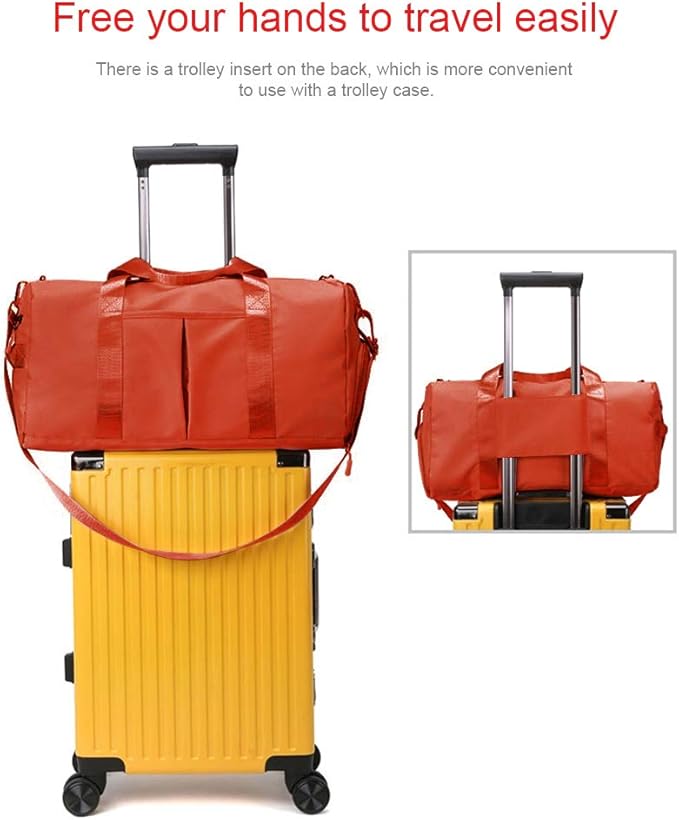 Blackwheel Sports Gym Bag With Shoe Bag Wet Bag Duffle Bag Waterproof Travel Bag for Women Cute Gym Bag Orange 29L