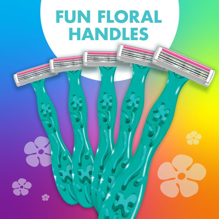 BIC Soleil Simply Sensitive Women's Disposable 3 Blade Razors, Soothing Moisture Strip, 5-Count Pack