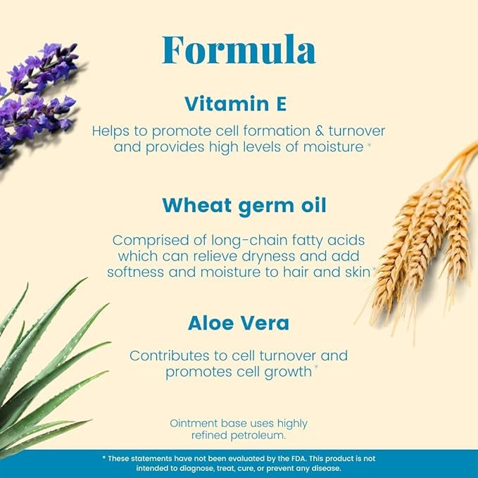 Basic Organics - Basic Brands - Vitamin E Ointment - 2 oz - Moisture Enhancing - Can Help Reduce Appearance of Scars, Stretch Marks, Fine Lines & Wrinkles - Pack of 3