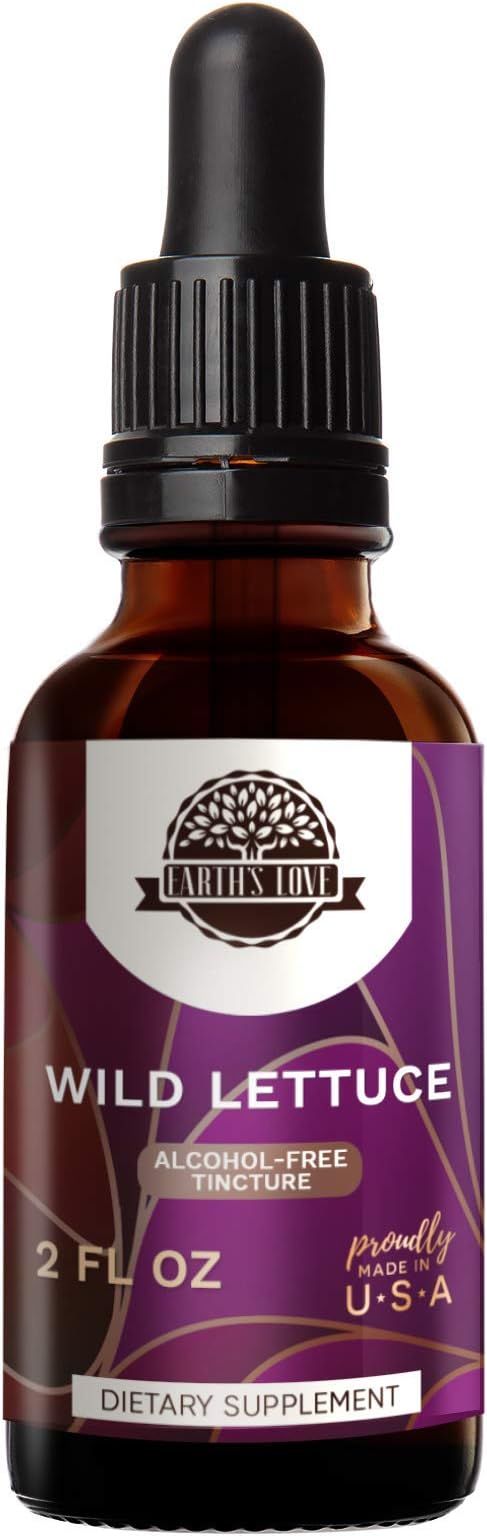 Earth's Love - Wild Lettuce Alcohol-Free Herbal Extract Tincture, Super-Concentrated Wild Lettuce (Lactuca virosa) Dried Herb (2 Fl Oz)
