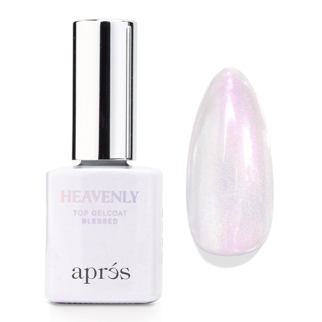 Apres Heavenly Top Gelcoat, 15 ml Non-Wipe Nail Gel Polish Top Coat, Shimmery Long Lasting Topcoat (Blessed, 15 ml)