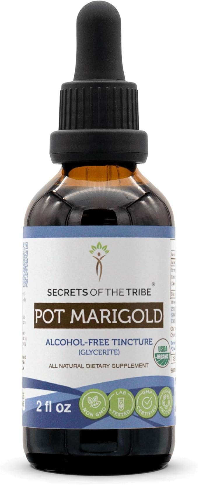 Secrets of the Tribe Pot Marigold USDA Organic | Alcohol-Free Extract, High-Potency Herbal Drops | Made from 100% Certified Organic Pot Marigold (Calendula, Calendula Officinalis) Dried Flower (2 oz)