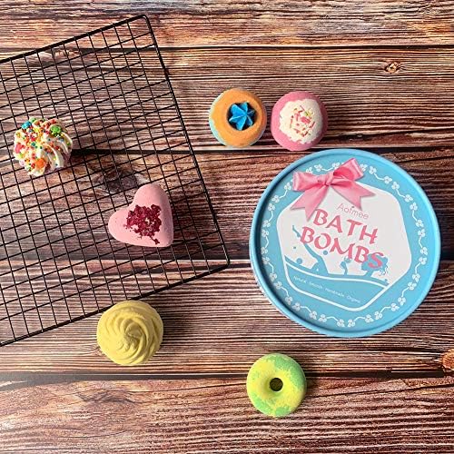 Aofmee Bath Bombs, 6pcs Bubble Bath Bomb for Girls, Handmade Fizzies Bathbombs for Women, Natural Organic Kids Spa Kit, Non Toxic Bath Kit for Teens, Gift Set for Birthday Christmas Easter