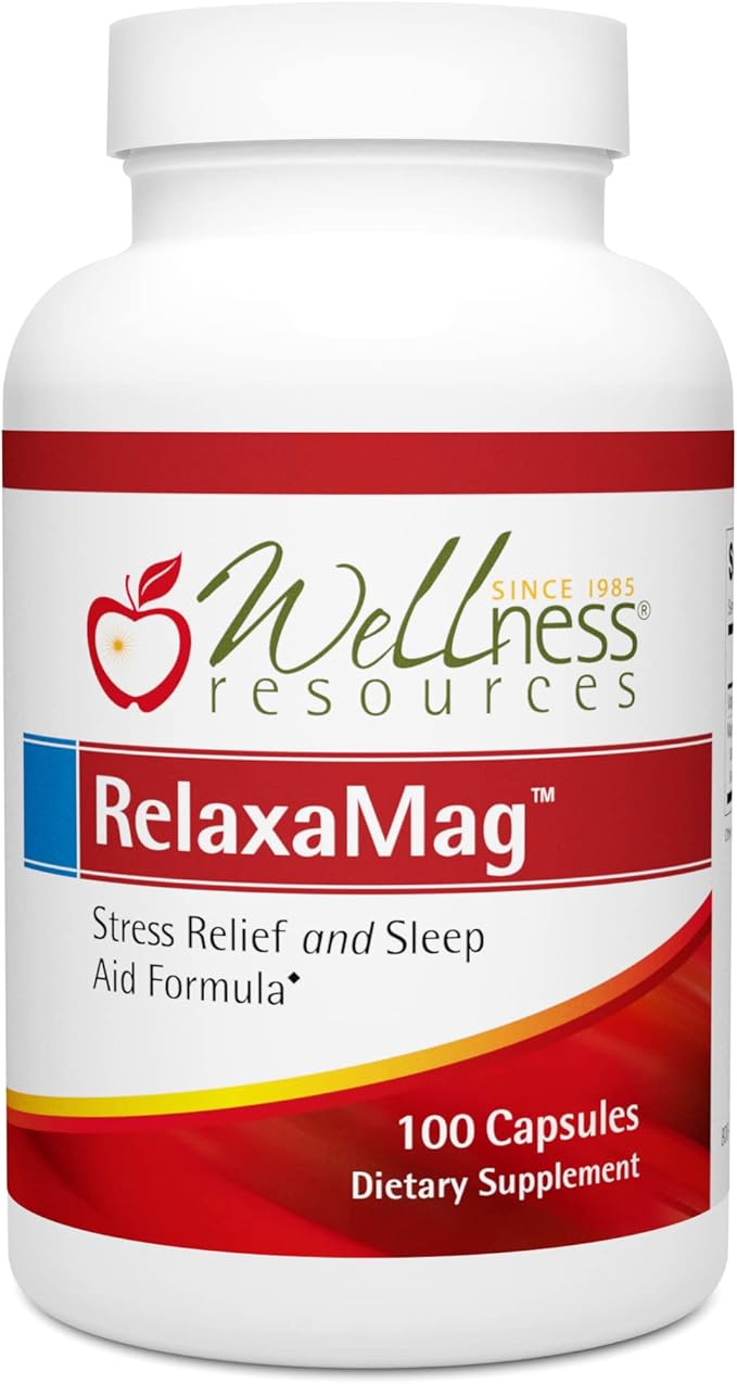 Wellness Resources RelaxaMag - High Absorption Magnesium Glycinate for Sleep, Stress, and Relaxation - High Potency Elemental Magnesium Per Capsule (100 Capsules)