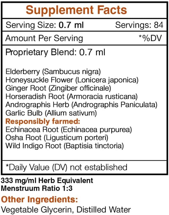 Urgent Immune Boost Alcohol-FREE Extract, High-Potency Herbal Drops, Tincture made from Elder,Echinacea,Honeysuckle,Ginger,Horseradish,Osha,Andrographis,Garlic, Wild Indigo. Immune Boost Formula 2 oz