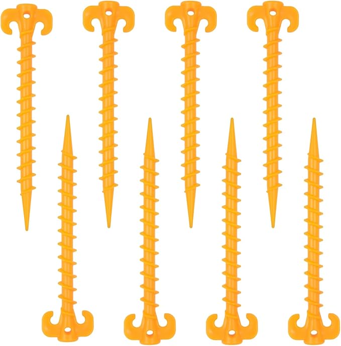 AYAMAYA 8/12/16 PCS Spiral Tent Stakes, 8 Inch Screw in Sand Stakes, Easy Installation Camping Ground Stakes, Tent Spikes with Storage Bag for Beach Garden Yard Canopy Tarp Rainfly Tent Accessories