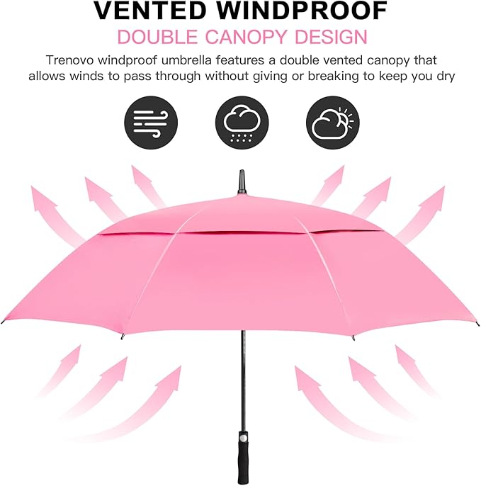 Auto Open Golf Umbrellas 62/68/72 Inch Extra Large Oversize for Business & Home, Ventilated Double Canopy Windproof Waterproof Stick Umbrella for Rain & strong wind