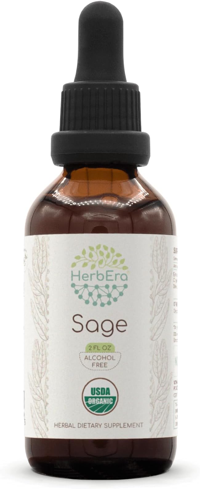 Sage B60 USDA Organic Tincture | Alcohol-Free Extract, High-Potency Herbal Drops | Certified Organic Sage (Salvia officinalis) Dried Leaf (2 oz)