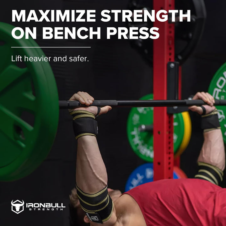 Elbow Wraps for Weightlifting (1 Pair) - 50" Elastic Elbow Braces for Weight Lifting - Elbow Support for Bench Press, Powerlifting, Fitness, & Gym Workout - Gym Elbow Straps Weightlifting (Black/Green)