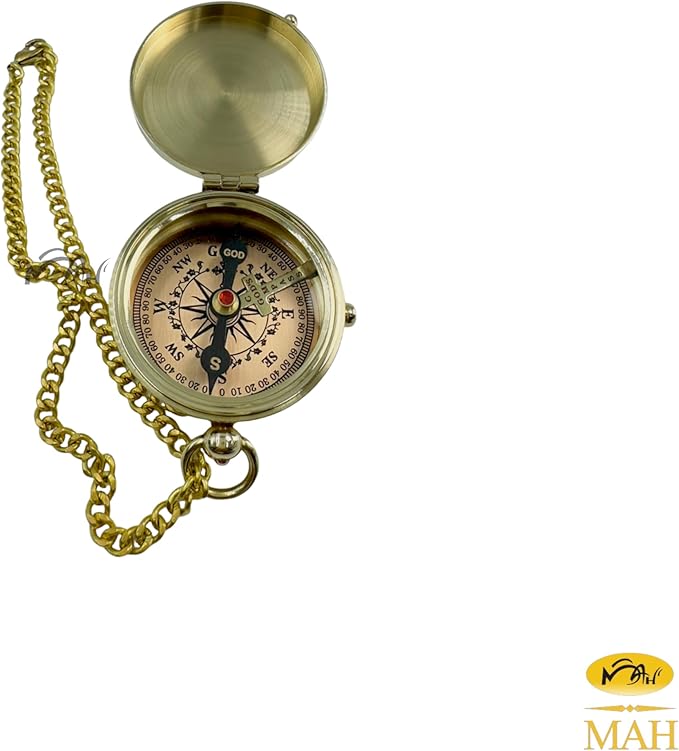 Be Strong and Courageous Brass Religious Compass Gift Confirmation Baptism Easter Christian Catholic Graduation Trekking Adventure Engraved Scripture Prayer Gift for Men Women Teenage Boys Girls