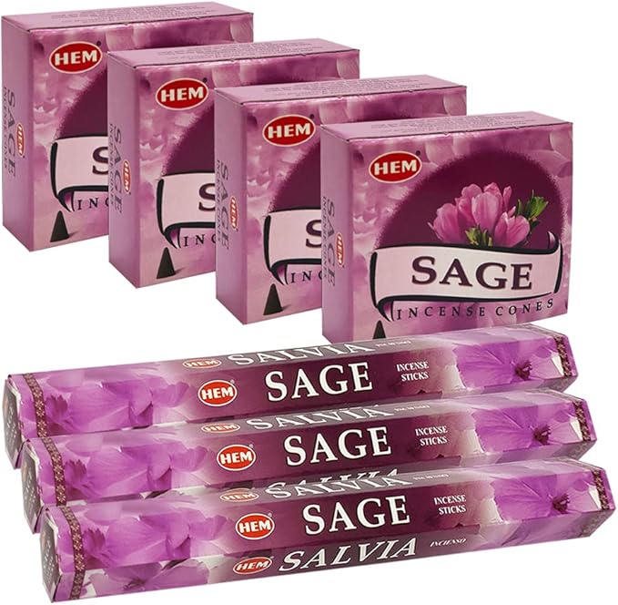 Sage Incense sticks and cone incense holder variety pack bundle insence insense insienso
