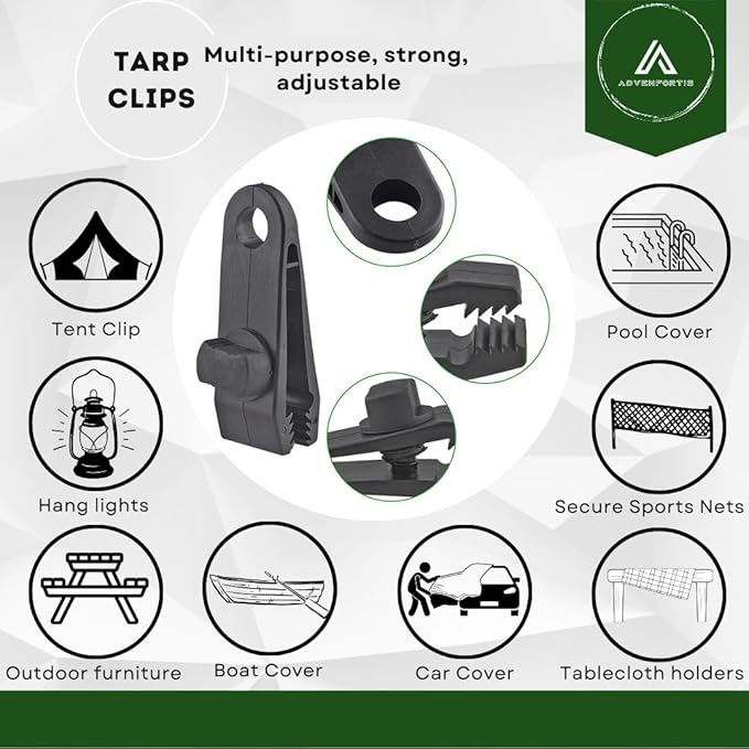 Adventfortis USA: 25 Piece Ultimate Summer Camping Essentials kit, Fully Equiped Tent Repair kit, Heavy Duty Tent Stakes, Multifunction Camping Hammer, Repair Patches.