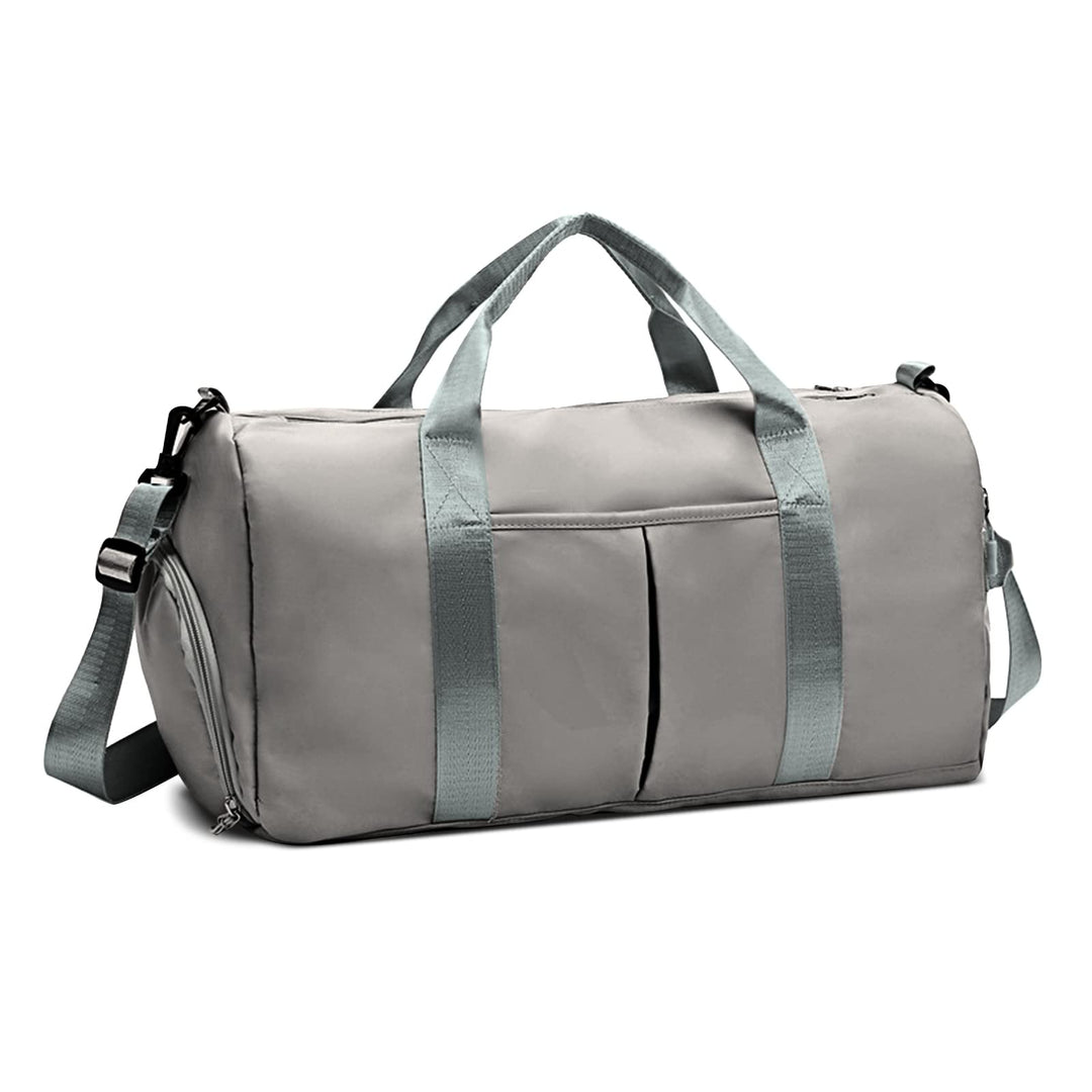 ZGWJ Sports Gym Bag with Wet Pocket & Shoes Compartment, Waterproof Shoulder Weekender Bag for Women and Men Swim Sports Travel Gym Bag Lightweight and easy Carry on Grey