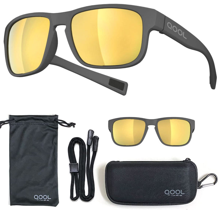 QOOL TIMES Living out your F11 HD Polarized Gold lens Casual sport Sunglasses Men Women Running